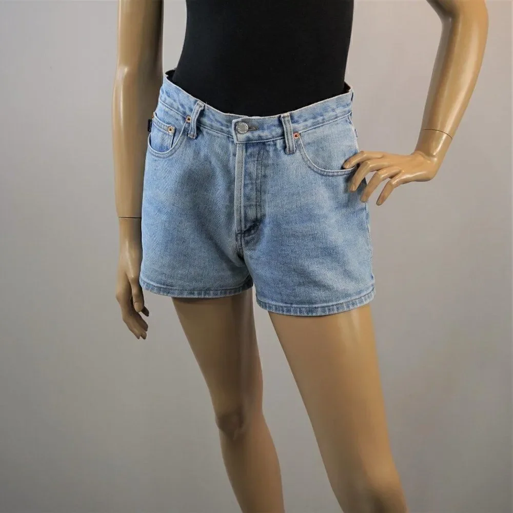 Vintage Denim Jean Shorts Steel Denim Button Fly High Waisted Made in USA